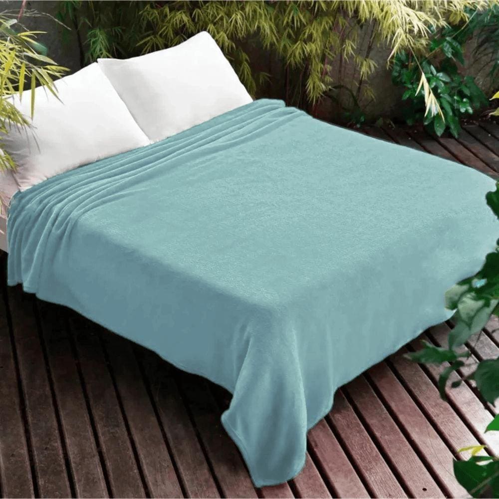 Manta Microfibra Dyuri Lisa 180x210cm Azul Claro - Jolitex