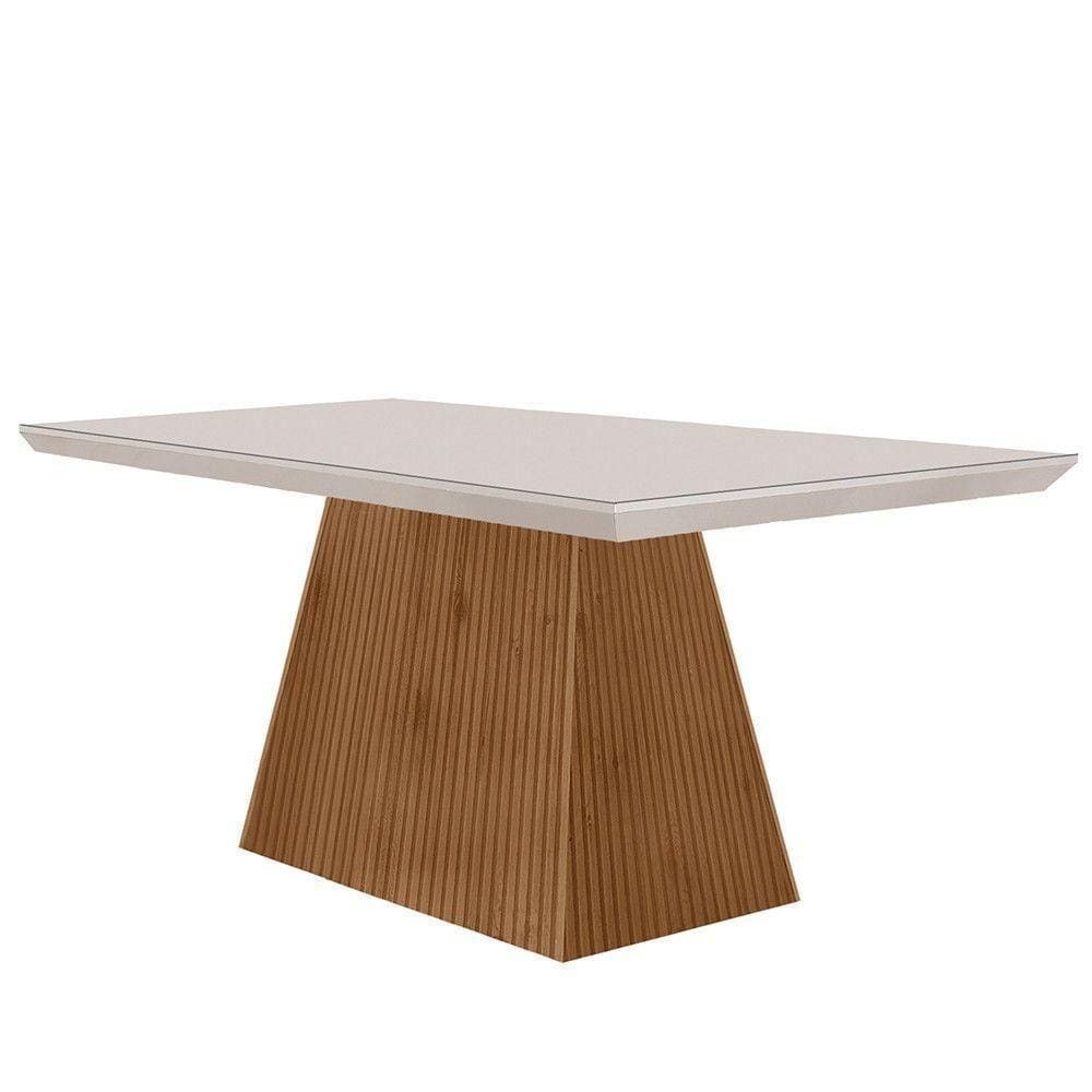 Mesa Sala De Jantar Aida 120cm Em Mdf E Vidro Off White