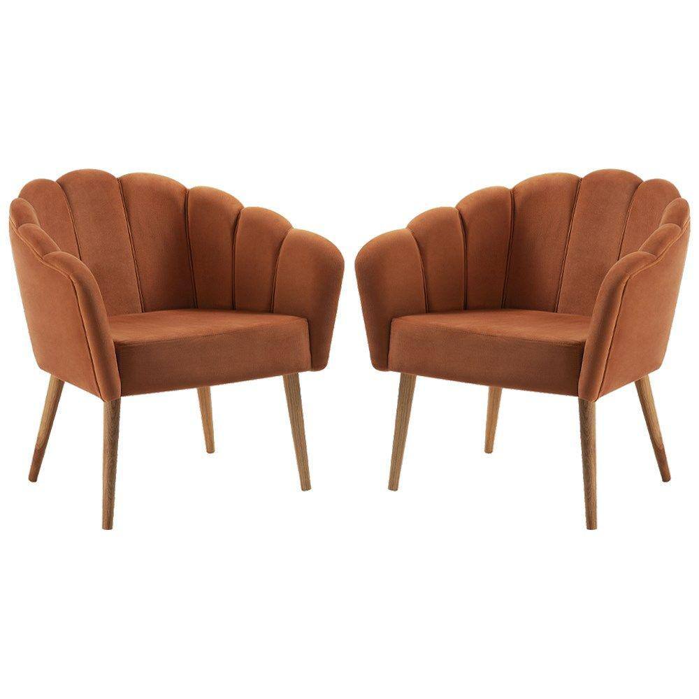 Kit 2 Poltronas Decorativas Pes Tauari 7049 Veludo Caramelo Dmobiliario