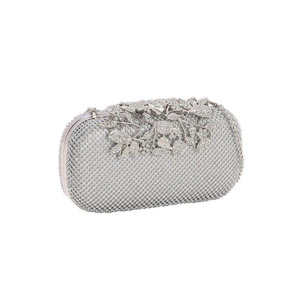 Bolsa Clutch Strass Alça Removível Chenson Prata 20x11x5 cm