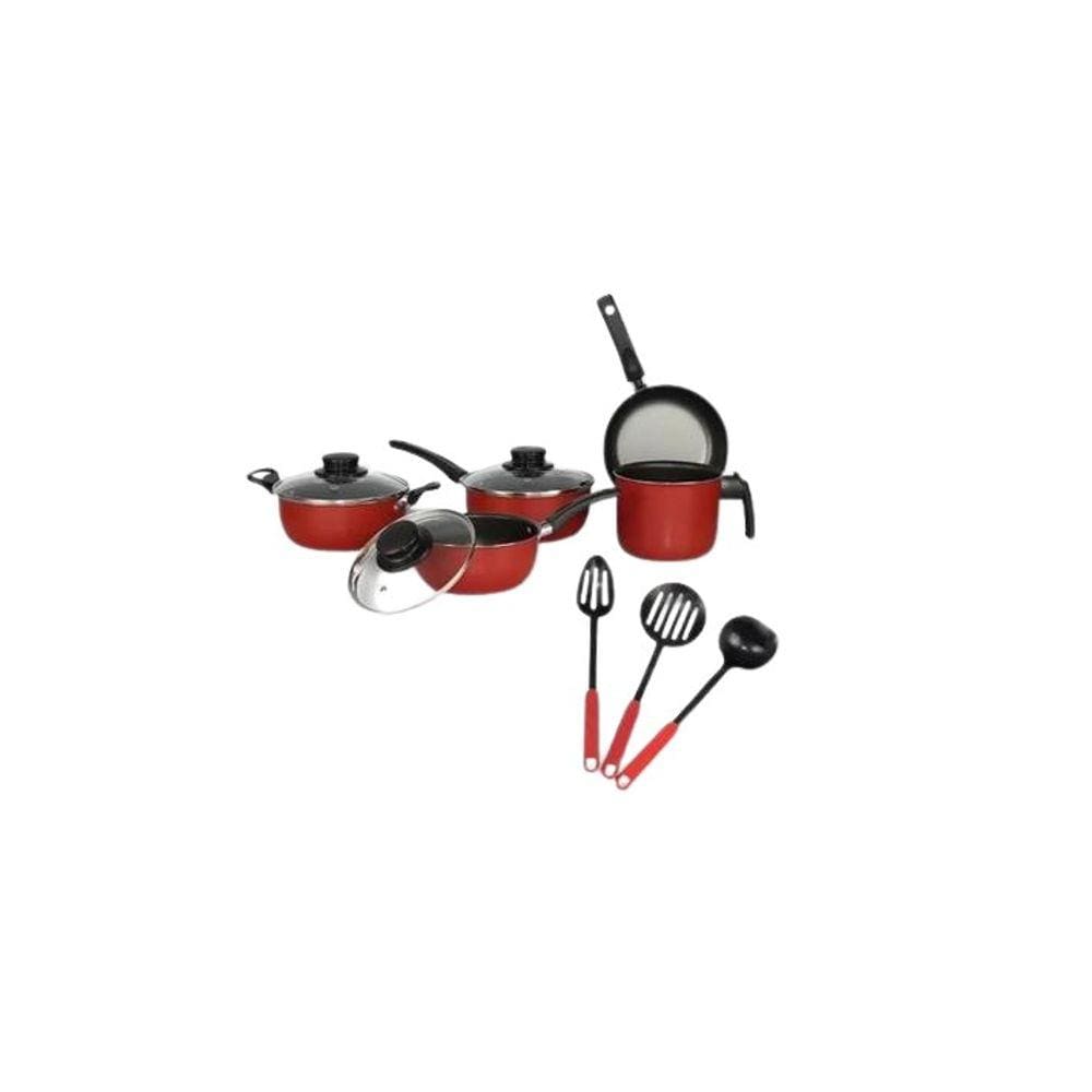 Conjunto 8 Panelas Elegan Vermelho Moderno