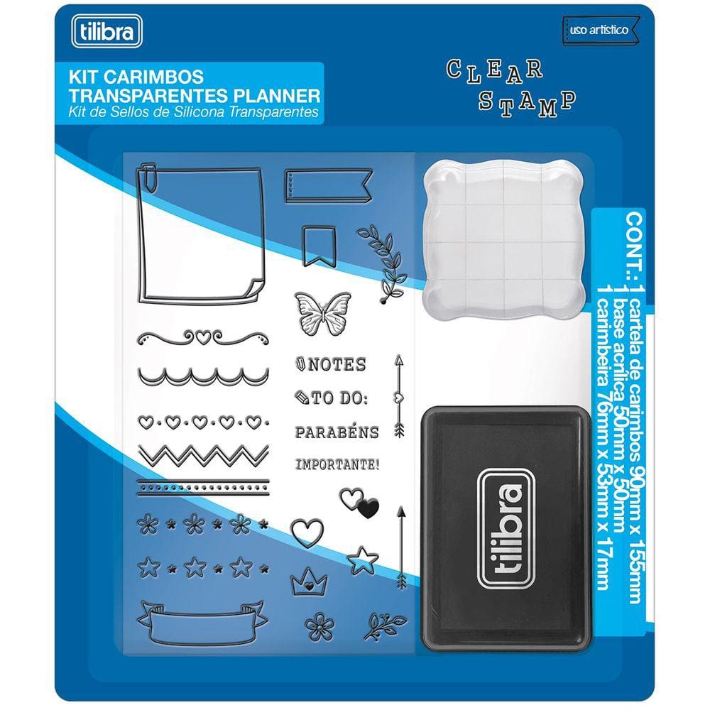Kit Carimbos Transparentes Planner Blister C/ 3 UN -Tilibra