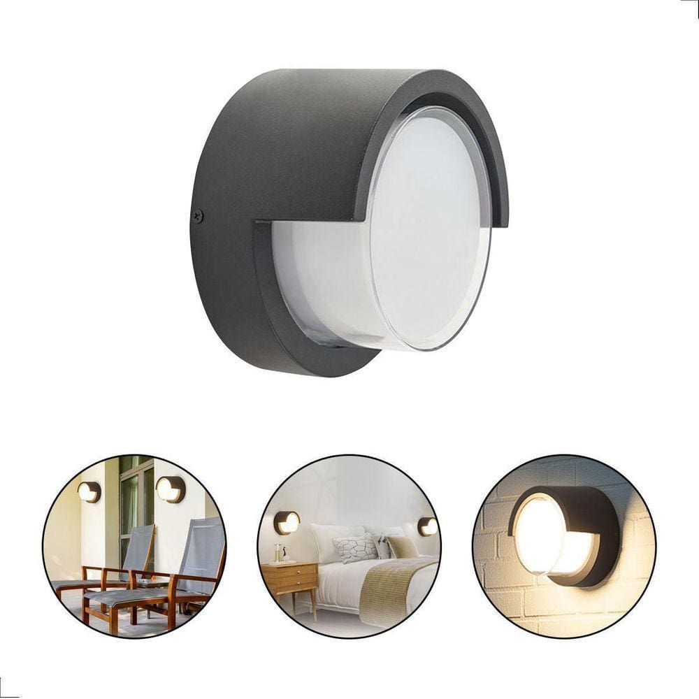 Arandela Mini Iglu Redonda Preto Moderna Led Ip65 Externa 8W