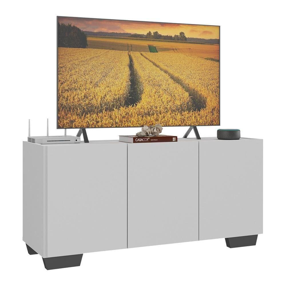 Rack Para Tv Até 32 Polegadas Com 3 Portas Multimóveis Mp1068 Branco/preto Branco/preto