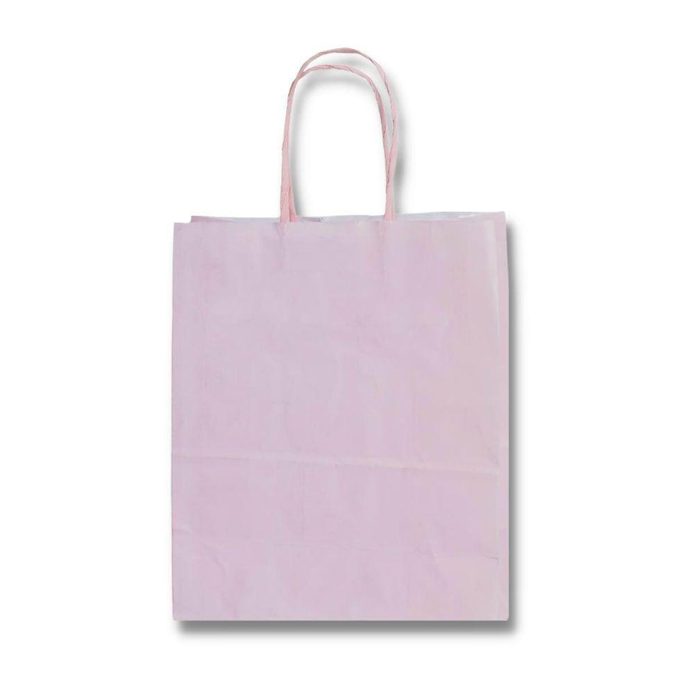 Sacola Para Presente Kraft Rosa Bebe 17,5X8,0X21,5 C/ 10 Un.