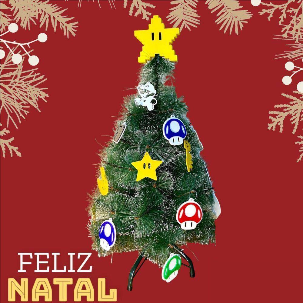 Enfeites Natal Mario Bros - Kit Cogumelos e Estrelas