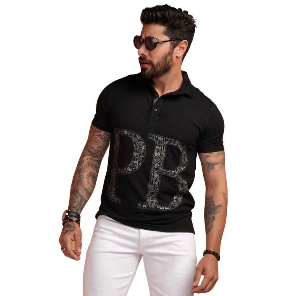 Camiseta masculina polo confortável estampa PB PitBull 70571