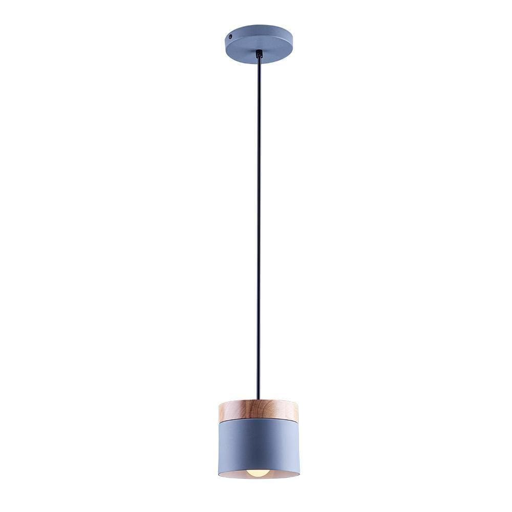 Luminária Pendente Lagos Detalhe Madeira Cozinha Cinza E27
