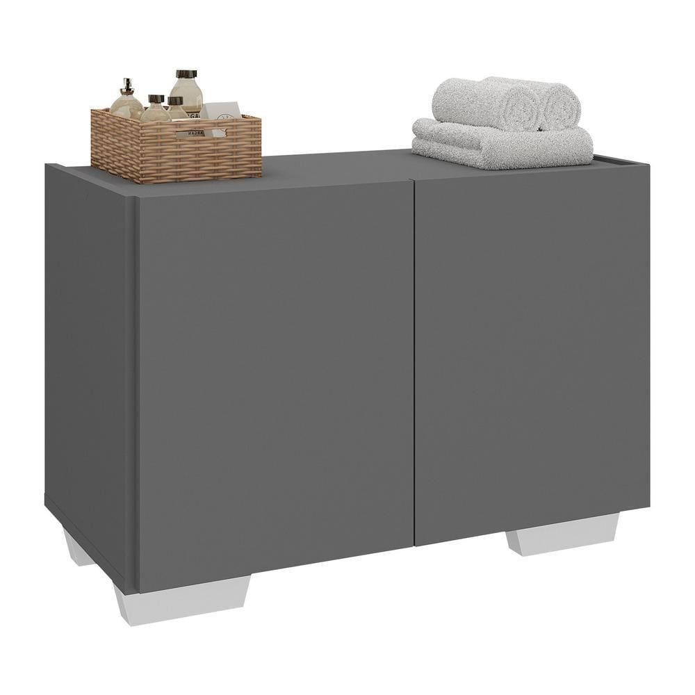Gabinete Armário De Banheiro 62,5cm 2 Portas Com Pés Multimóveis Mp5046 Grafite/branco Grafite/branco