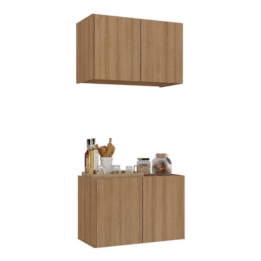 Kit Armário De Cozinha E Balcão 2 Portas Multimóveis Mp2163 Rustic Rustic