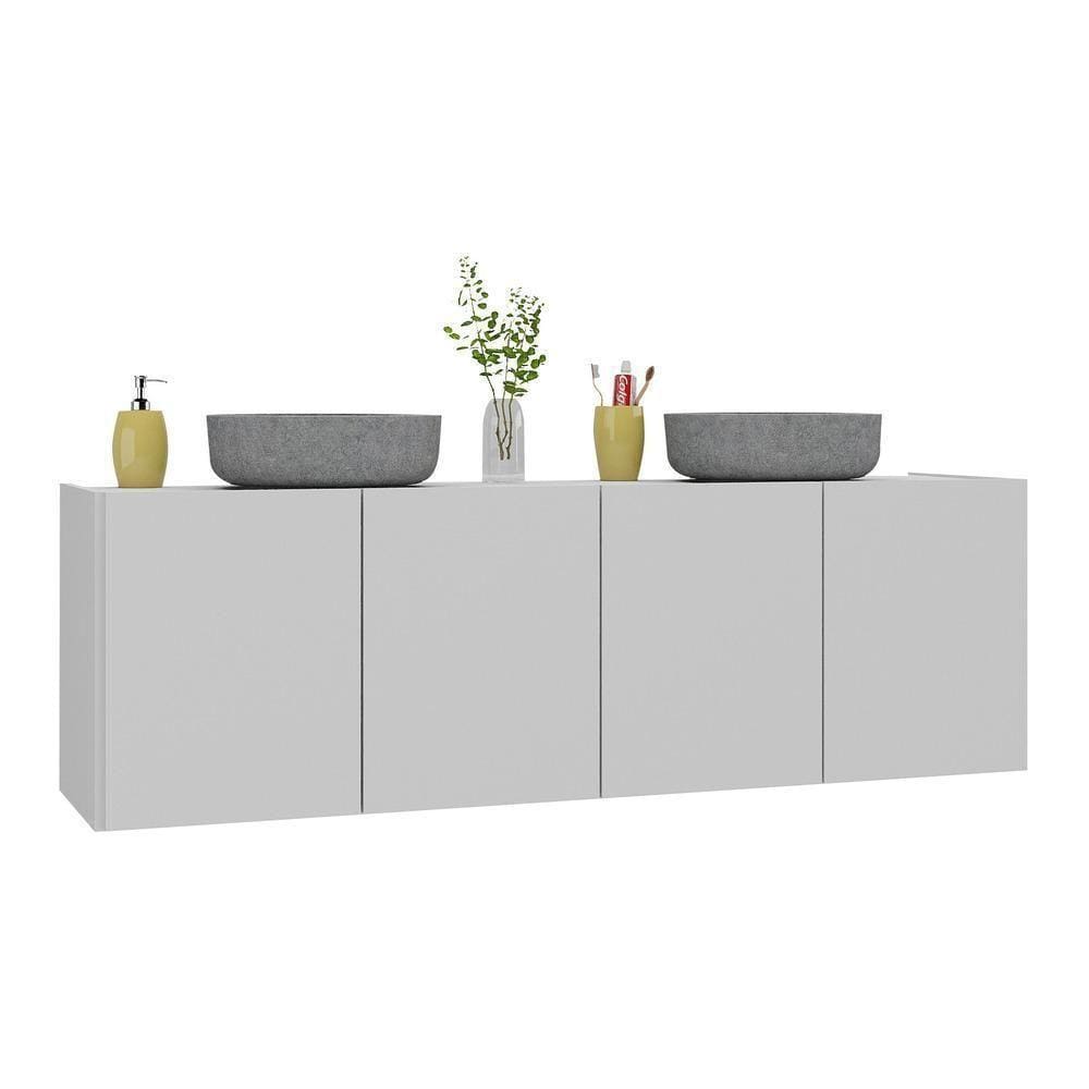 Gabinete De Banheiro 123,5cm Suspenso 4 Portas Multimóveis Mp5047 Branco Branco