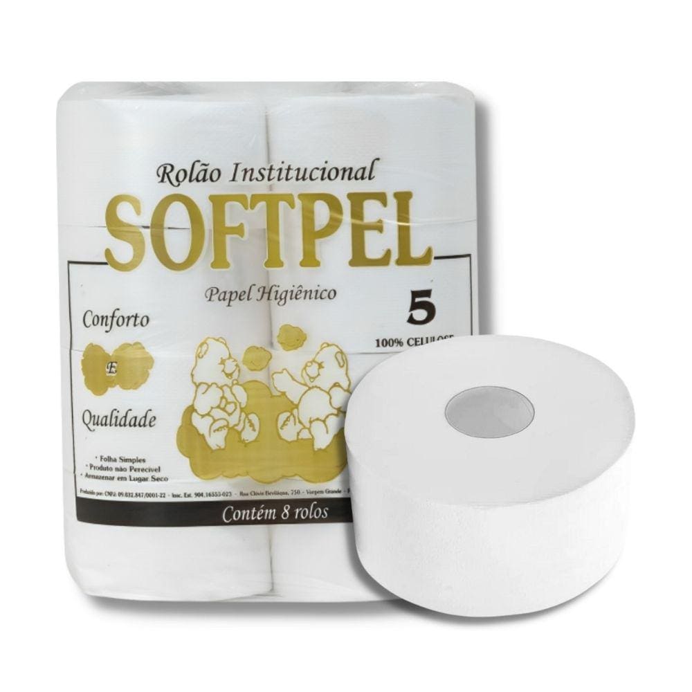 Papel Higienico Rolao Softpel 100 % Celulose C/ 8 Rolos