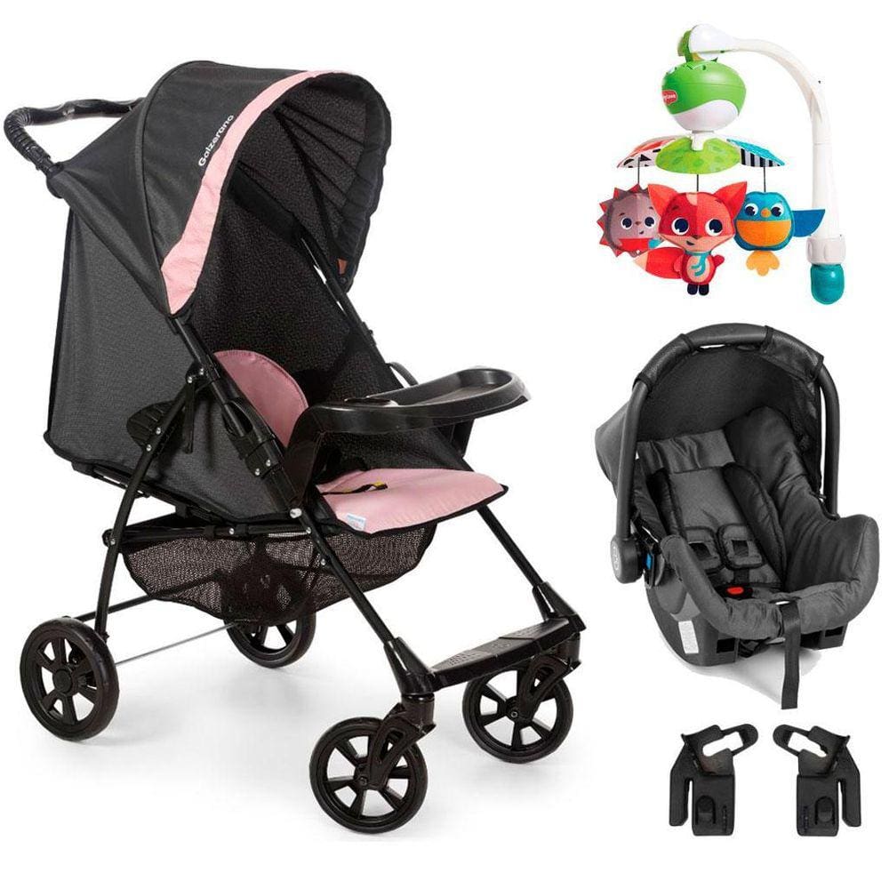 Carrinho Bebê Galzerano Romano + Bebê Conforto + Móbile