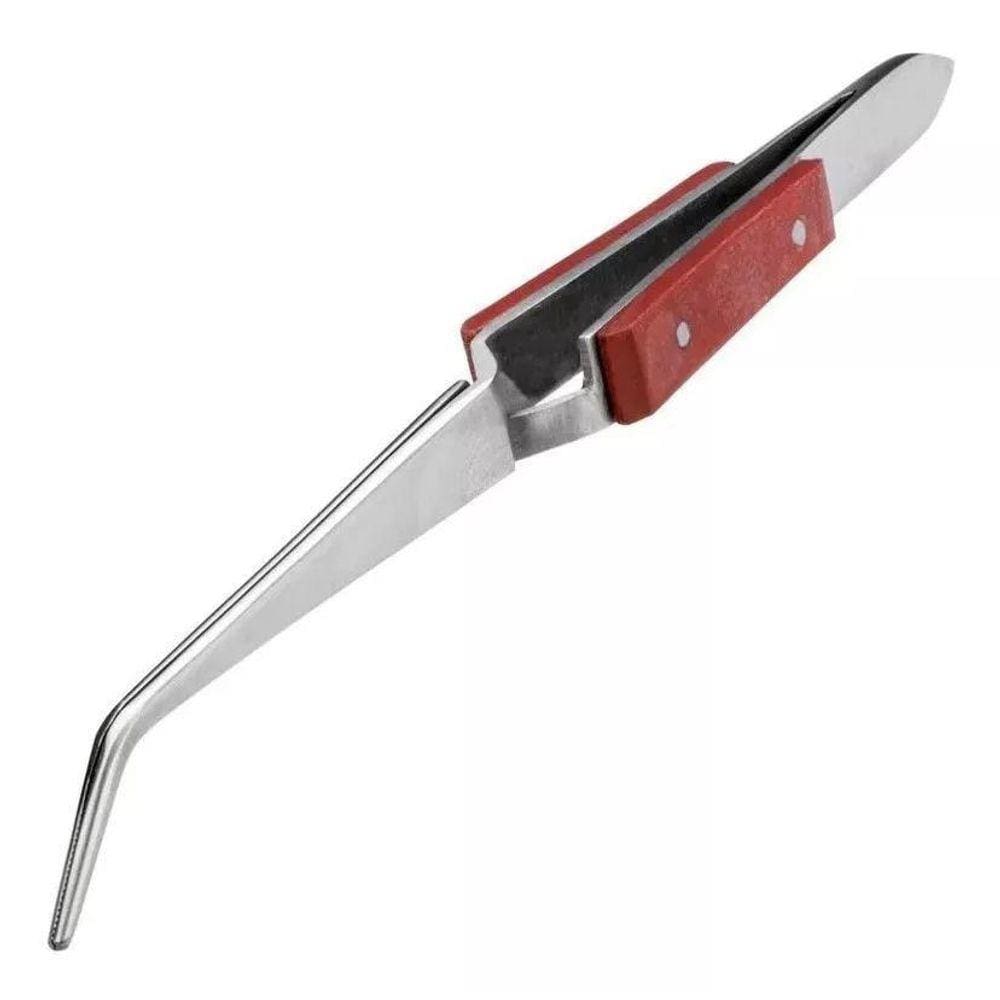Pinça Pressão Cruzada Bico Curvo c/Isolante