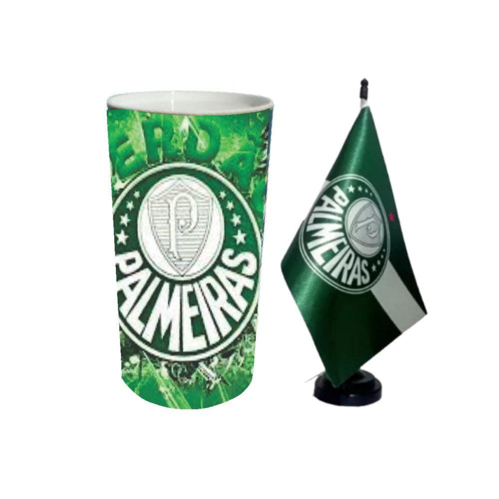 Copo Térmico c/ Caixa de Som Bluetooth Palmeiras Branco
