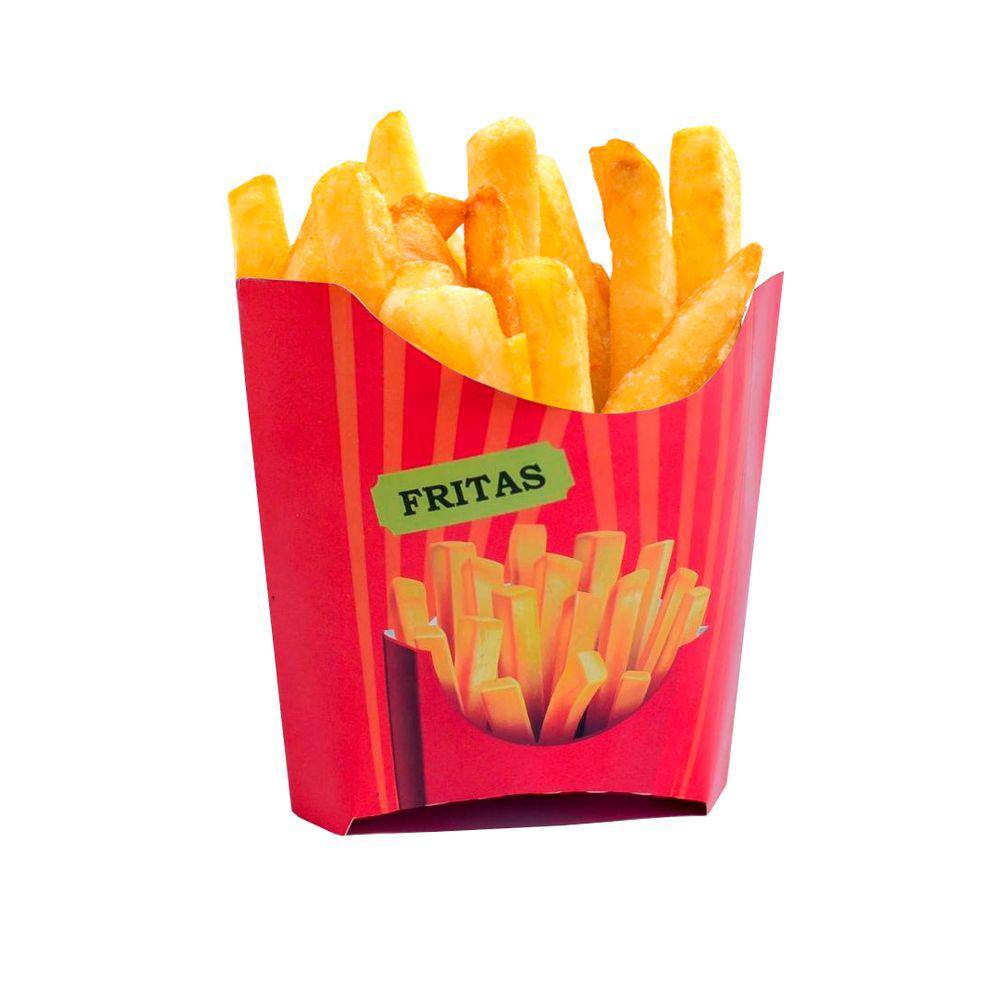 Embalagem Caixa Caixinha de Batata Frita Vermelho com 100 Unidades