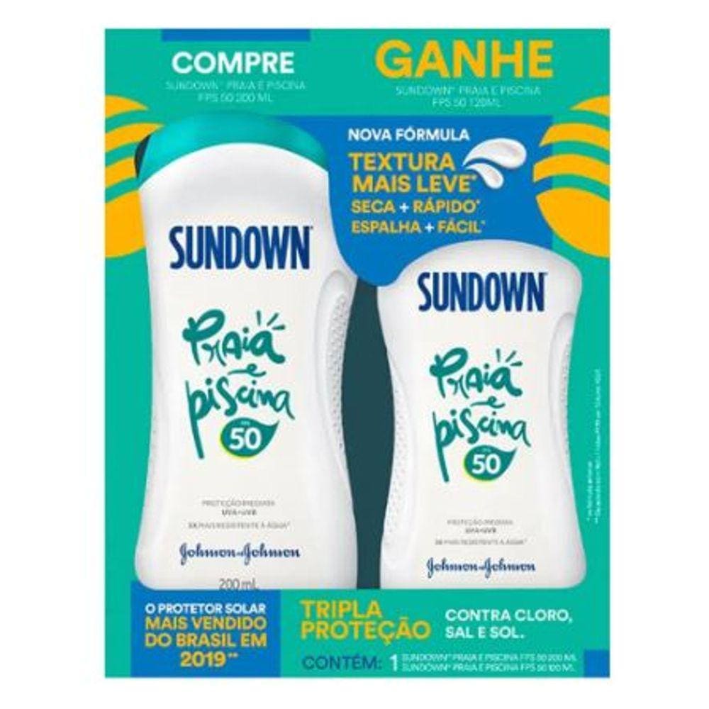 Kit Protetor Solar Sundown FPS 50 Praia e Piscina 200ml + 120ml