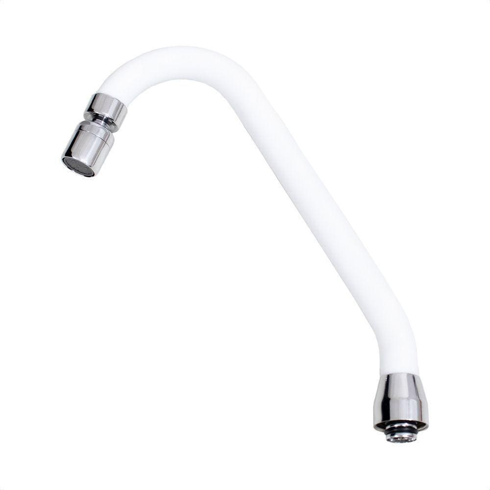 Tubo J Silicone Branco Arejador Articulavel Latão Cromado