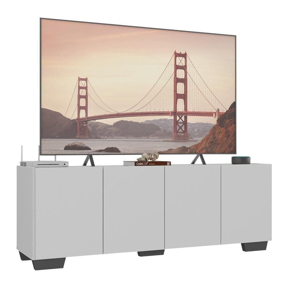 Rack Para Tv Até 50 Polegadas Com 4 Portas Multimóveis Mp1072 Branco/preto Branco/preto