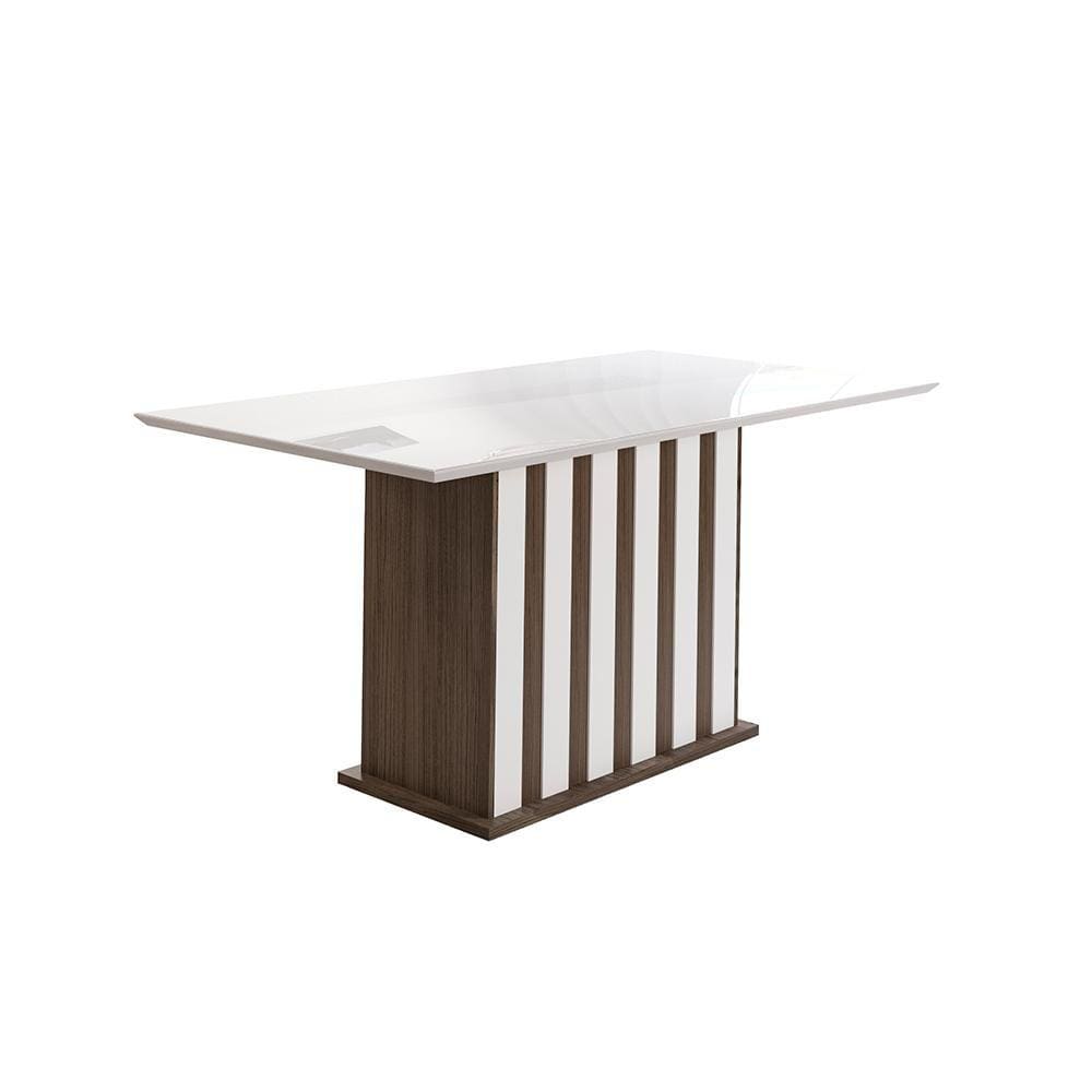 Mesa de Jantar 6 Lugares Tampo com Vidro Osaka Amendoa Off-White