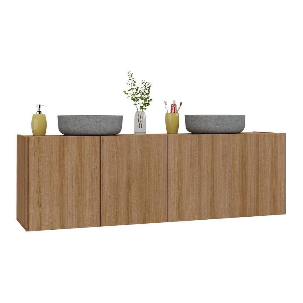 Gabinete De Banheiro 123,5cm Suspenso 4 Portas Multimóveis Mp5047 Rustic Rustic