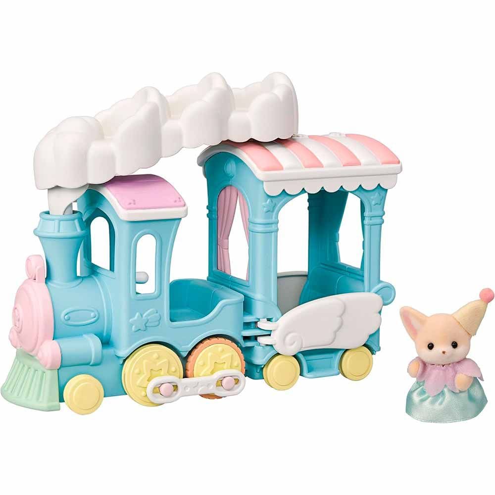 Figura e Veículo - Sylvanian Families - Trem Arco-íris Flutuando na Nuvem - Epoch Magia