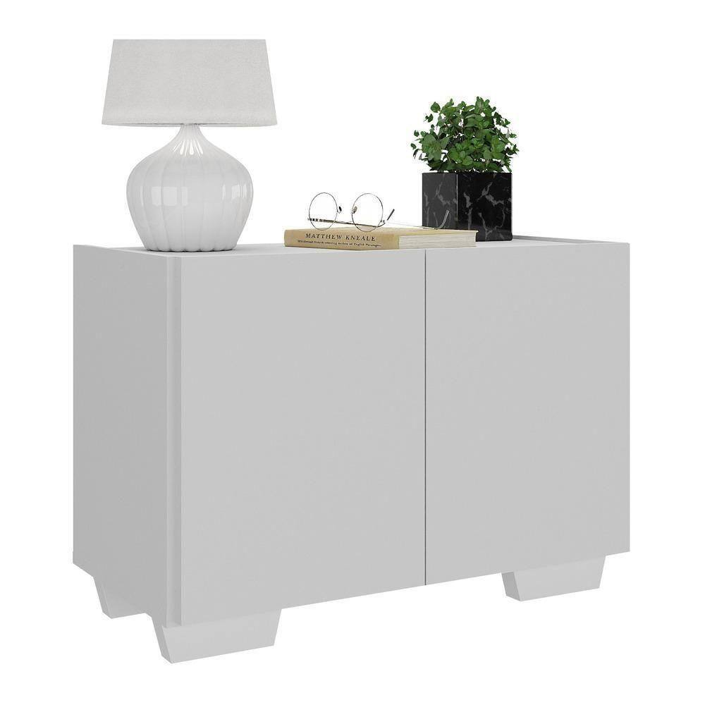 Mesa De Cabeceira Com Pés 2 Portas Multimóveis Mp4134 Branca Branco