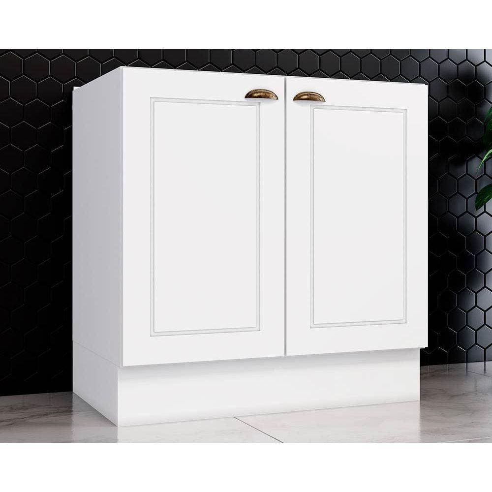 Balcão Cozinha p/Cooktop Americana c/2 Portas s/Tampo 80cm Branco - Henn