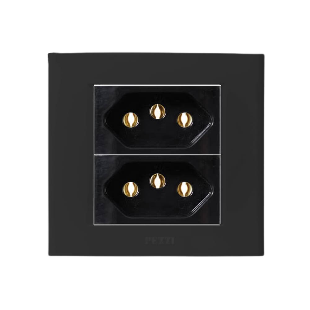 Conjunto Tomada Dupla 10 E 20A 250V Embutir Moveis Preto Pezzi