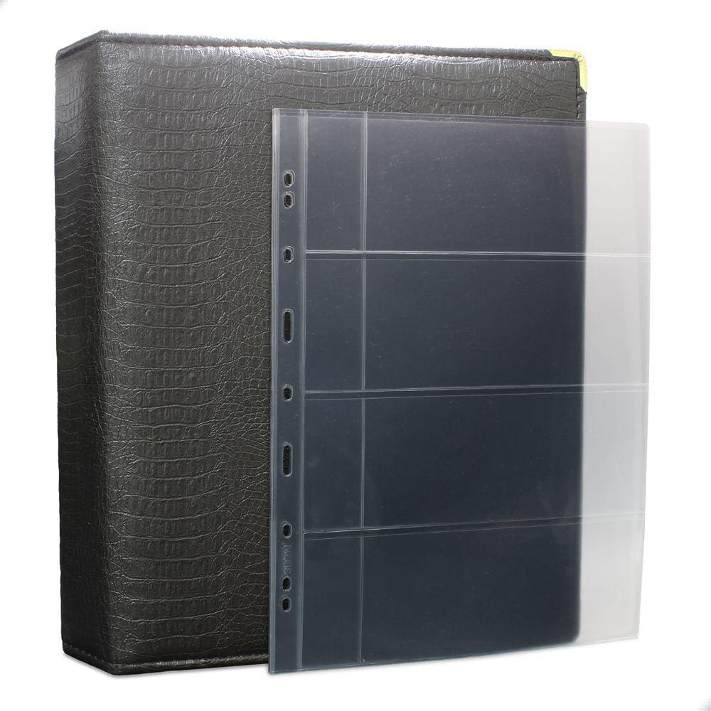 Álbum Fichário 50 Folhas Cédulas 4 Espaços Aba 32x24 Cobra Fosco G