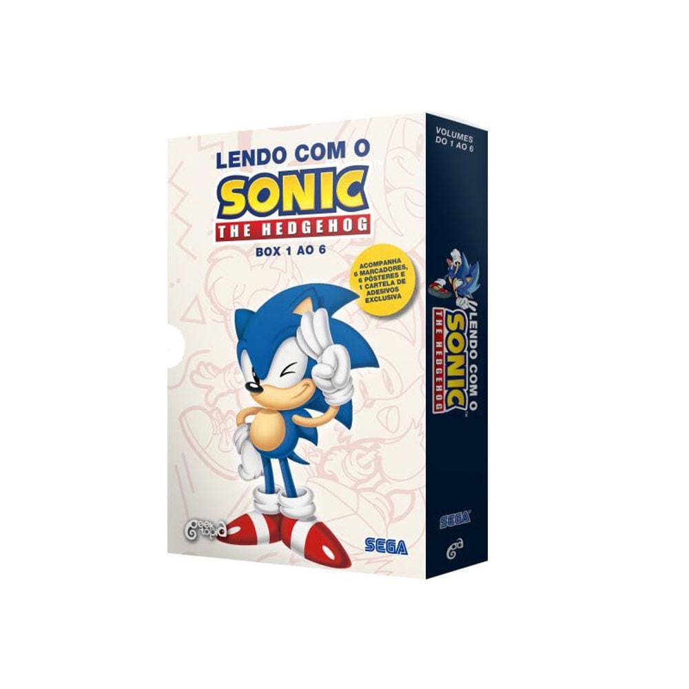 BOX: LENDO COM O SONIC – THE HEDGEHOG (vol. 1 ao 6): • Acompanha marcadores personalizados e adesivos