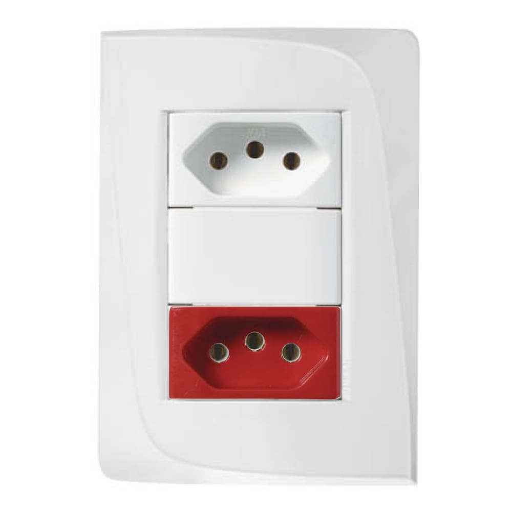 Kit 5 Conjunto Tomada Dupla Vermelha Branca 20A 250V Pezzi Tendenza 50000