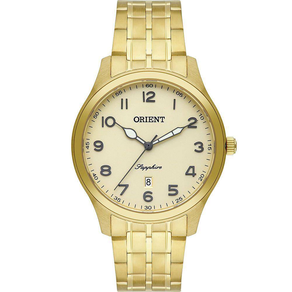 Relógio ORIENT masculino analógico dourado MGSS1260 C2KX