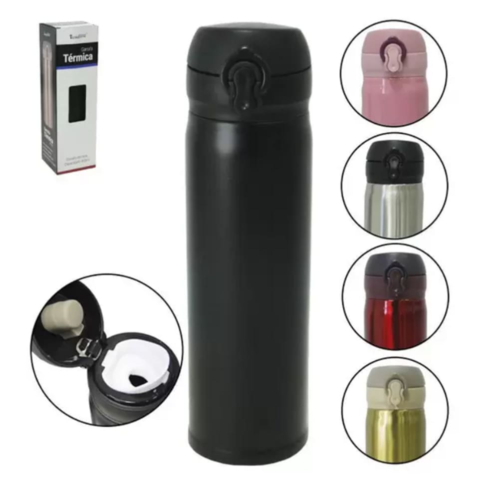 Garrafa Térmica Aço Inox 450ml 22cm com Trava - Interponte