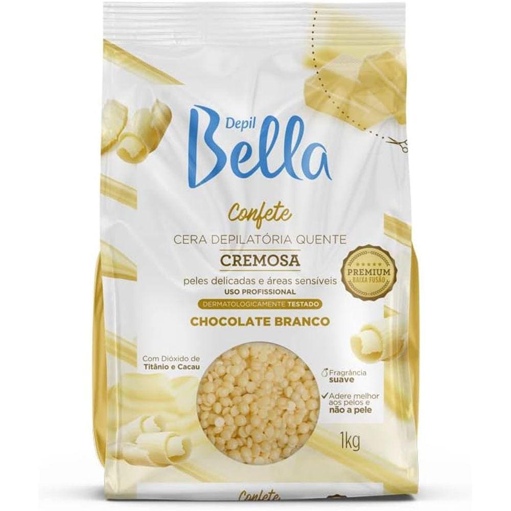 Cera Confete Cremosa Chocolate Branco Depil Bella 1 kg