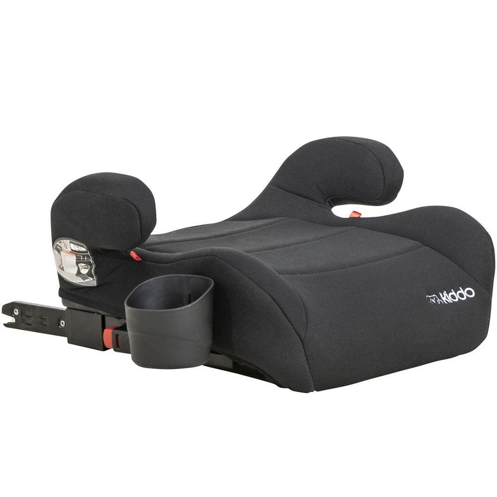 Assento de Elevação Infantil para Carro Kiddo Fika+ Isofix 15 a 36kg Preto Com Apoio de Braço e Porta Copos Booster Auto