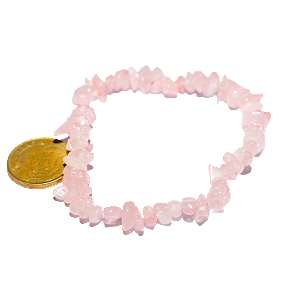 Pulseira Pedra Quartzo Rosa Rolado Fibra de Silicone