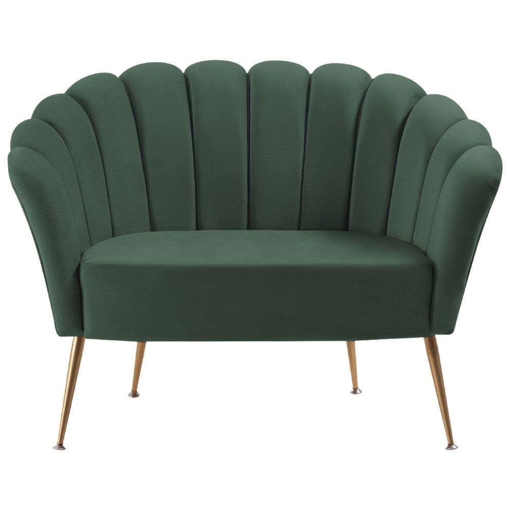 Sofa Namoradeira 2 Lug 135 cm Aço Dourado 7050 Veludo Verde Dmobiliario