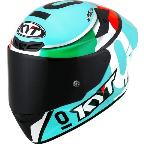 Capacete KYT TT Course Dalla Porta Leopardo Azul Mais Viseira Camaleão