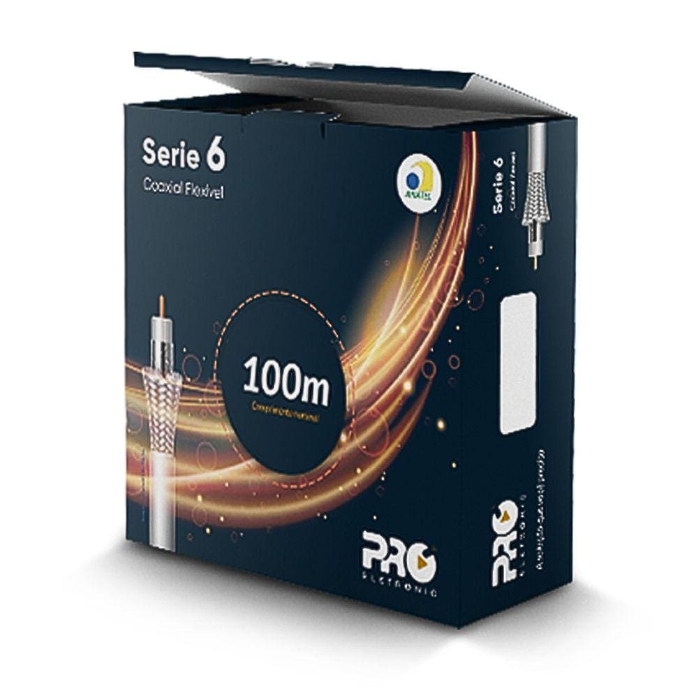 Cabo Coaxial RG6 Proeletronic CACO0660/01 60% de Malha - 100M
