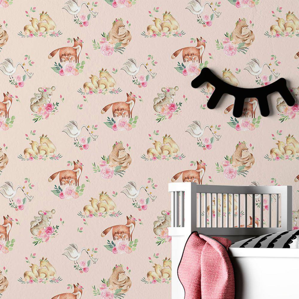 Papel de Parede floral Rosa Aquarela Flores primavera Viva Lavavel Quarto Cozinha Sala 18m