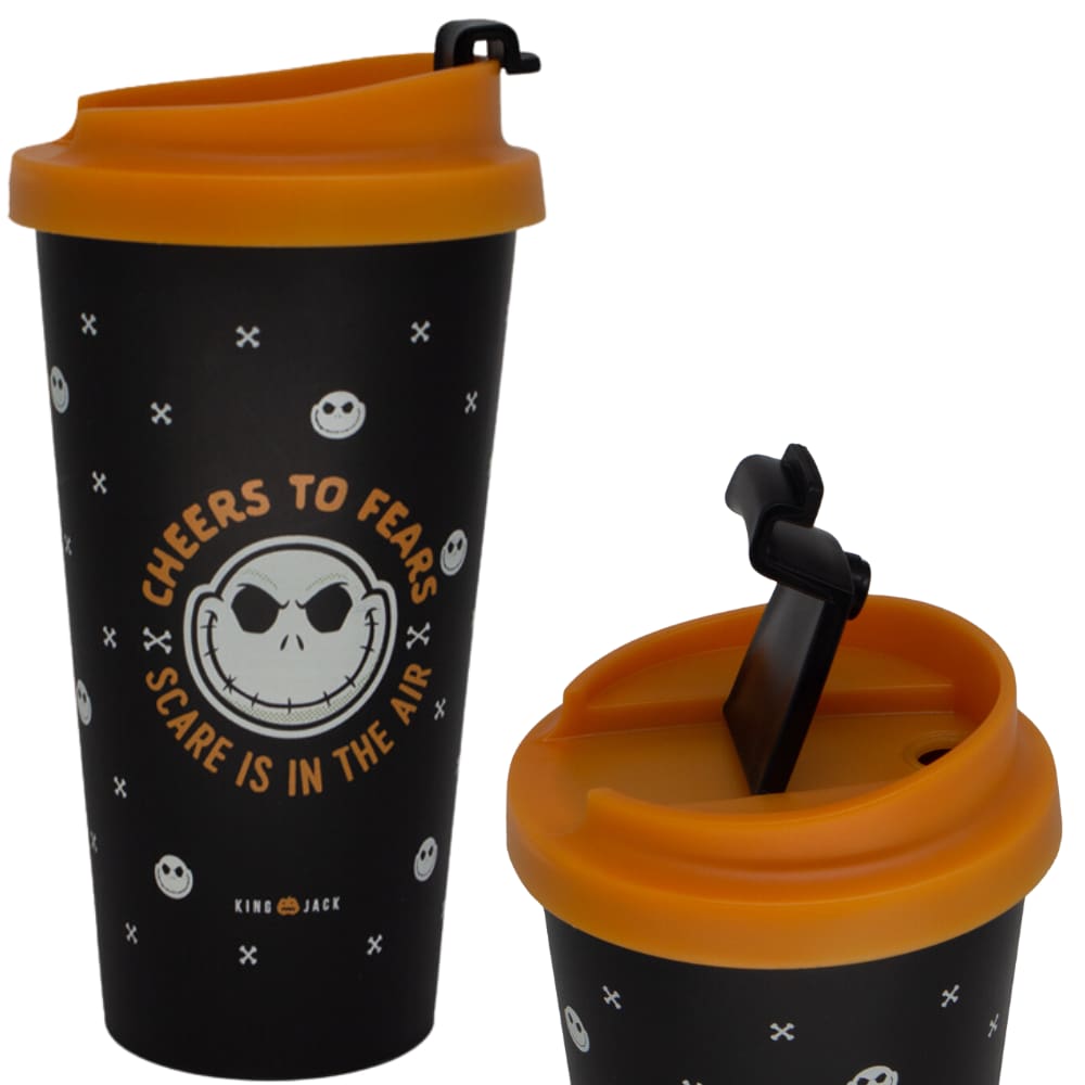 Copo Jack Skellington Para Quente E Gelado Com Tampa 500ml Oficial Disney