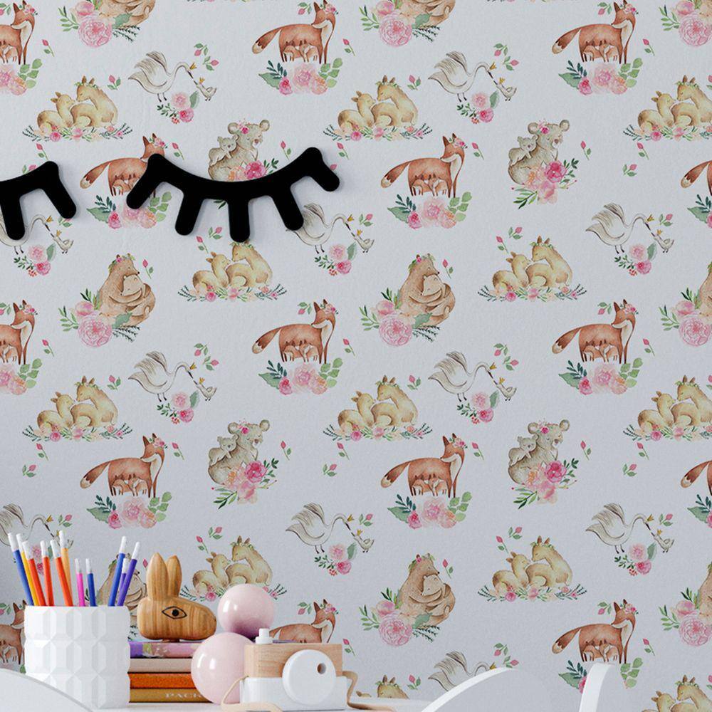 Papel de Parede Aquarela floral colorida Flores primavera Quarto Sala Cozinha Decorativo 12m