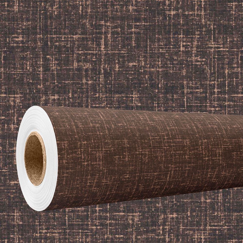 Papel de parede 3D Lavavel efeito tecido linho marrom imita Algodao Decorativo Quarto 6m