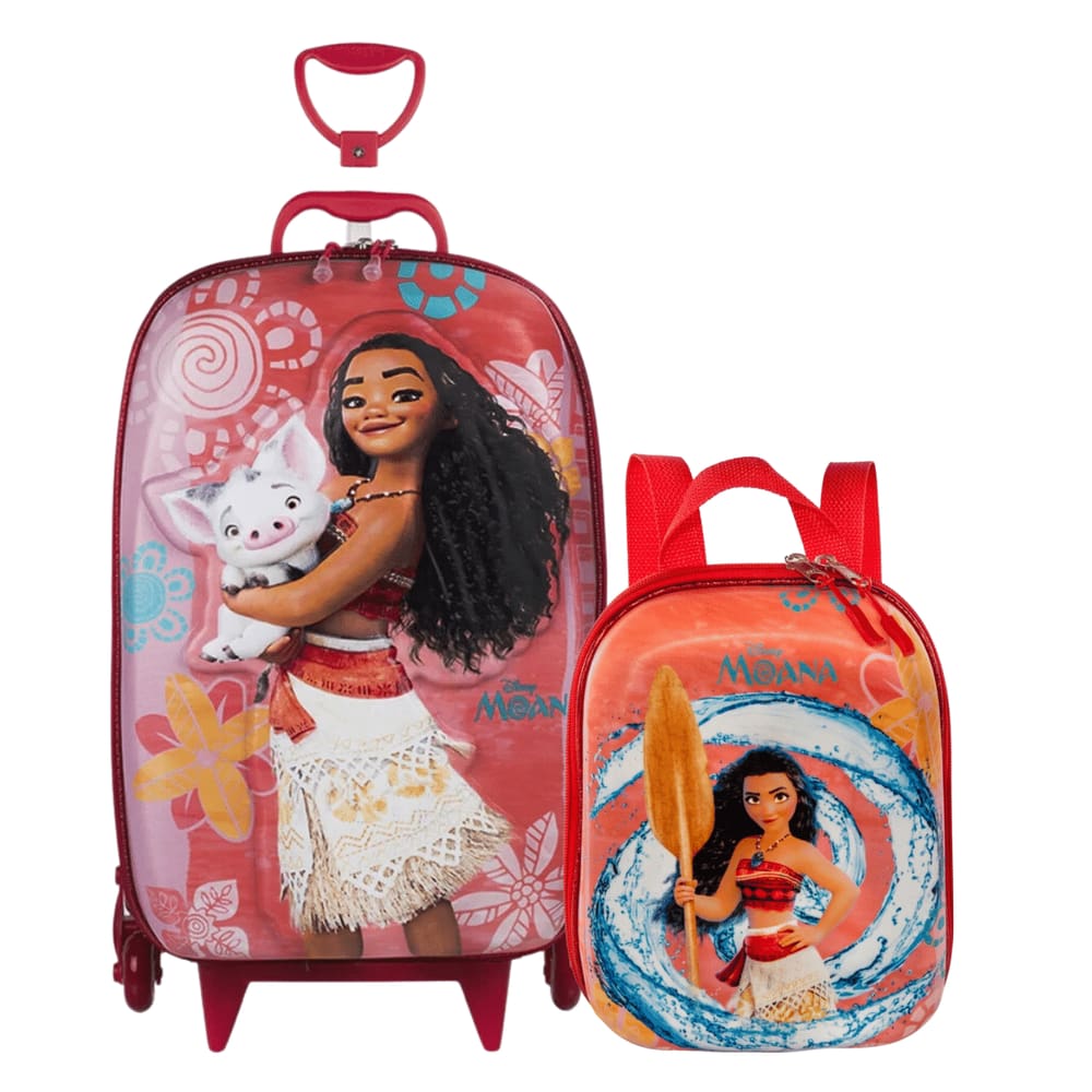 Kit Escolar Princesa Moana Mala 3D e Lancheira Diplomata