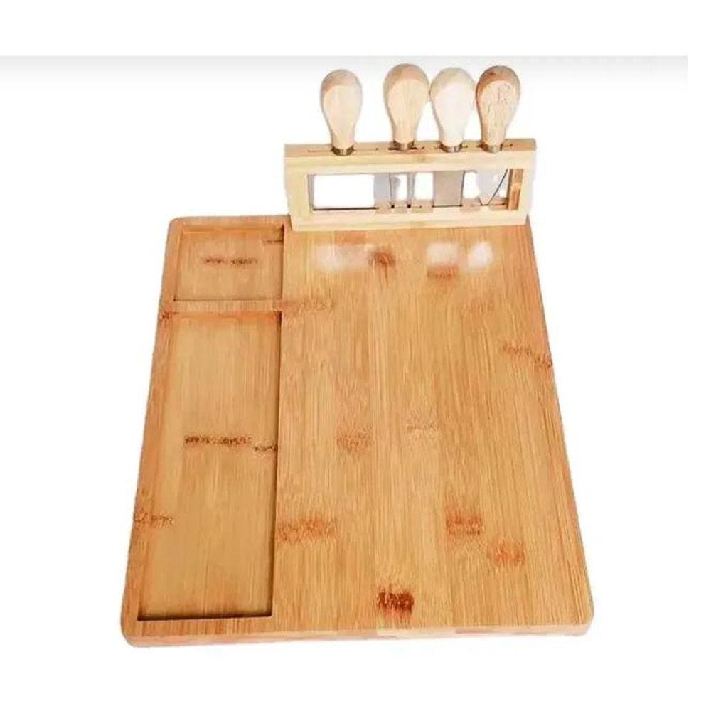 Kit Tábua de Queijos e Frios para Servir com Facas