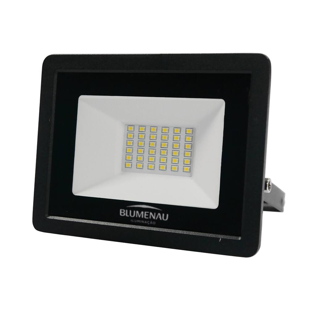 Refletor Blumenau de Led Slim 30W Preto Bivolt 3000K Luz Quente