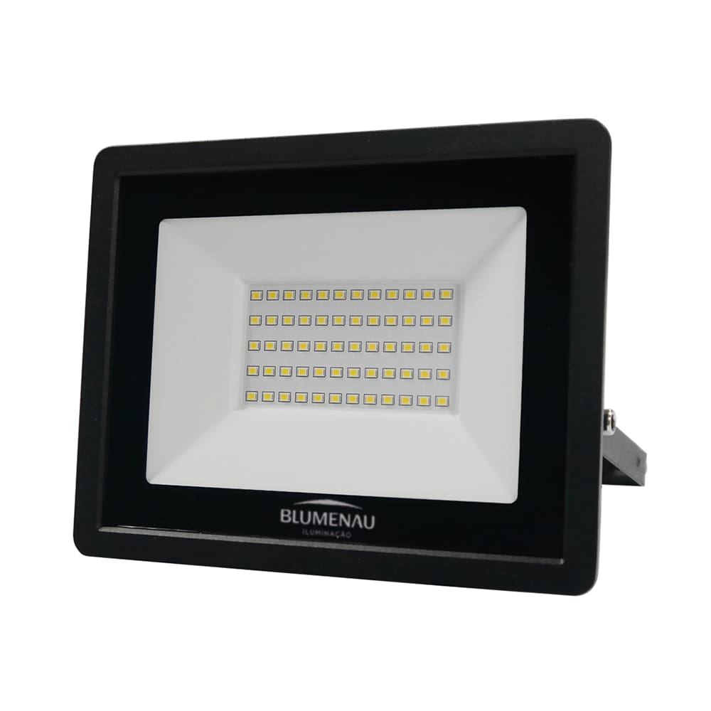 Refletor Blumenau de Led Slim 50W Preto Bivolt 6500K Luz Fria