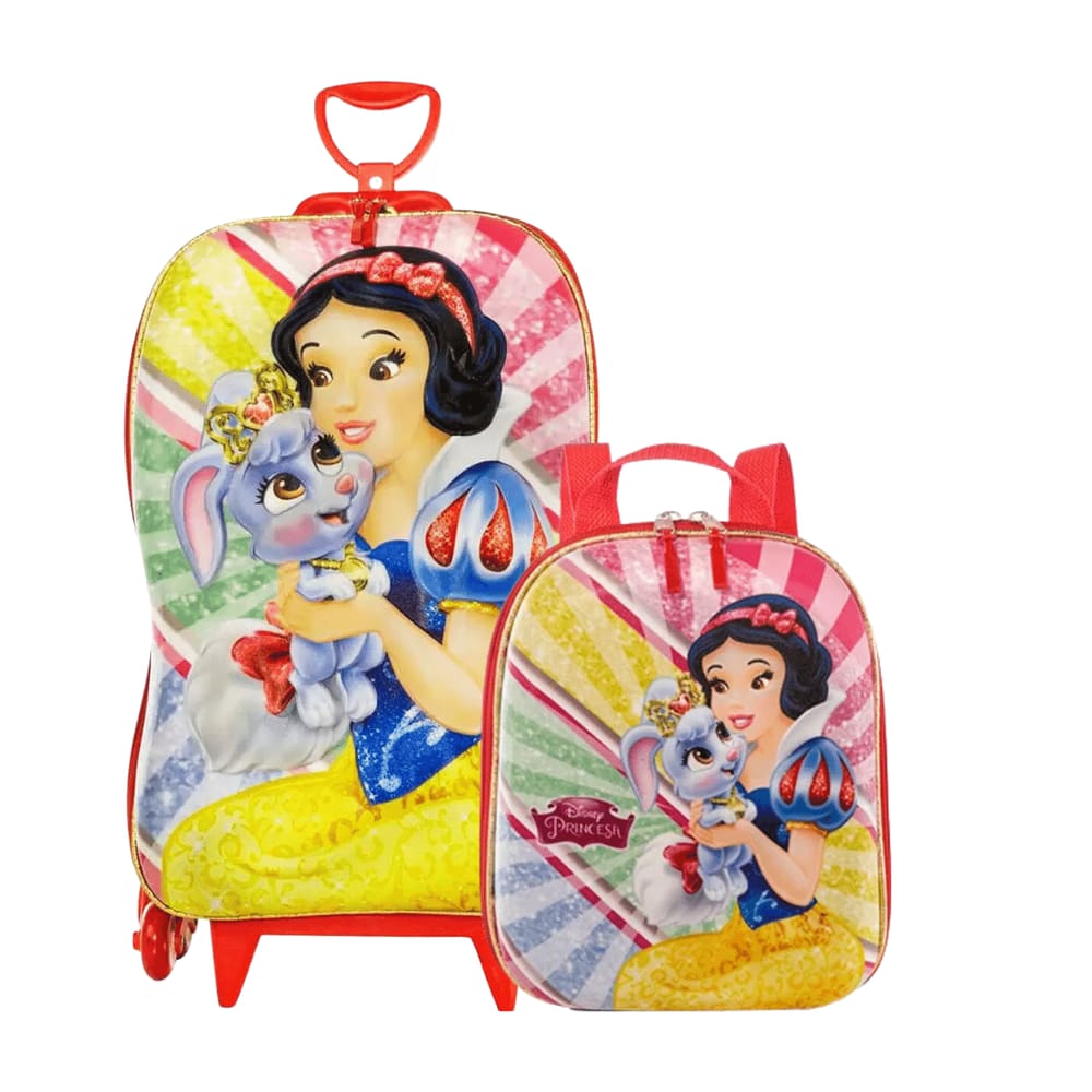 Kit Escolar Mala 3D Princesa Branca de Neve com Lancheira