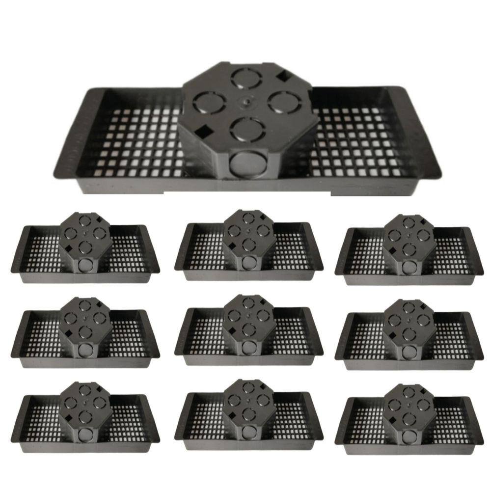 10 Caixas De Teto Suporte 30Cm Para Laje Preto Canal
